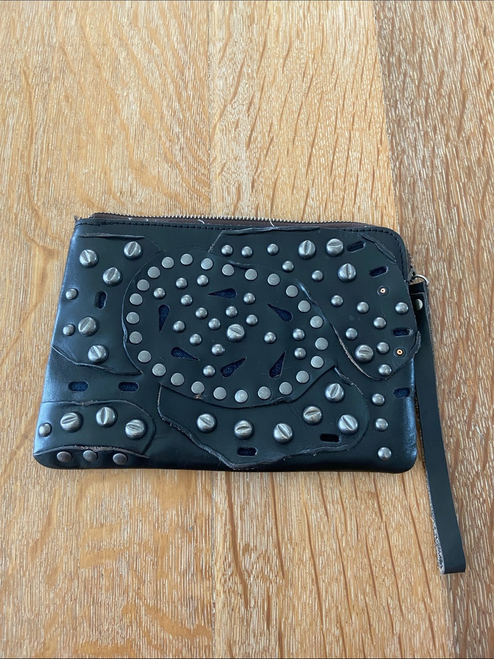 Patricia Nash Studded Black Leather Wristlet/Clutch